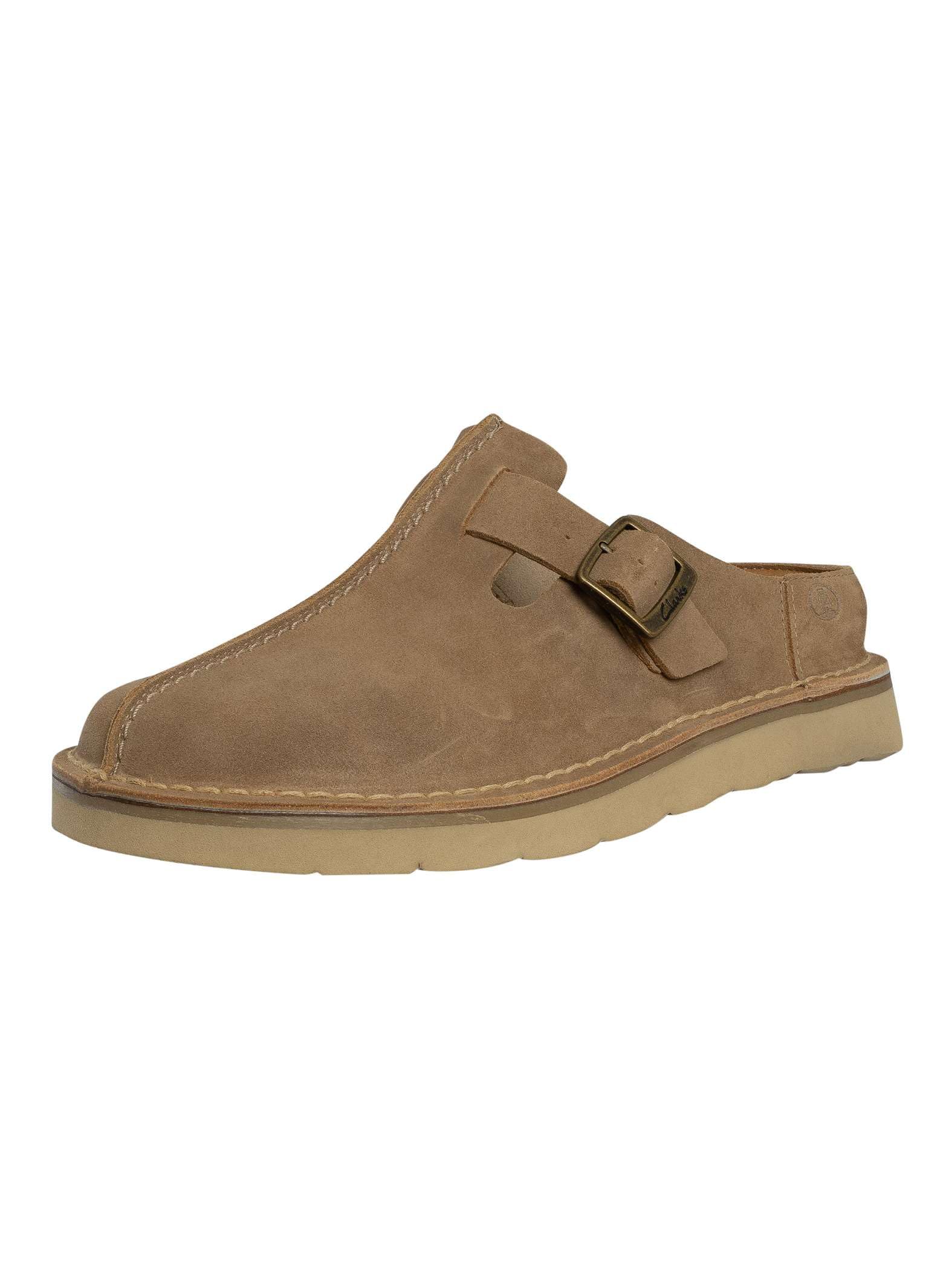 Clarks Men's Solsbury Mule Slide Sandal, Dark Sand Suede, 9.5 UK