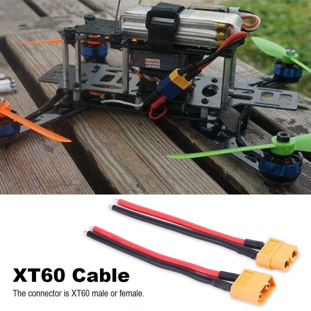 XT60 Adapter Cable 2Pcs/Set XT60 Female Male Connector Adapter 14AWG Silicone Cable Wire RC Accessory, Small - Image 2