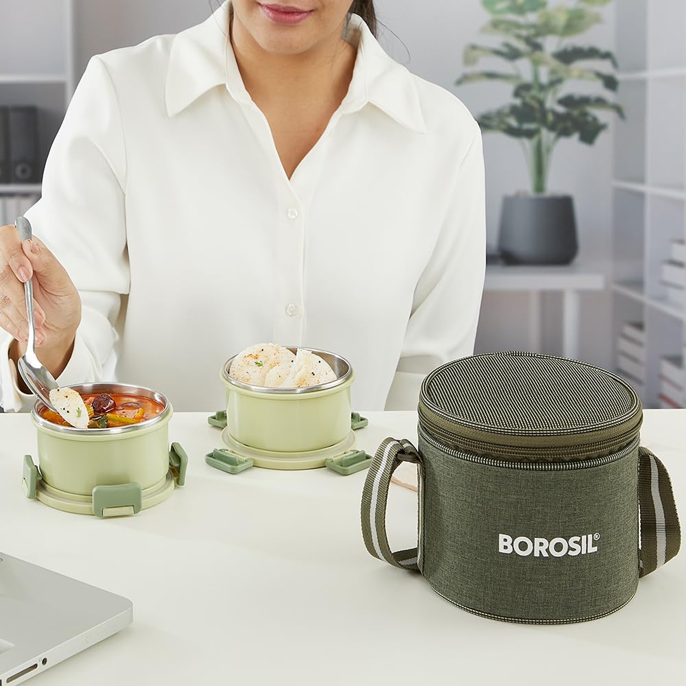 Borosil Microwave Safe Stainless Steel Lunch Box with Bag for Men & Women — Amazon image 7