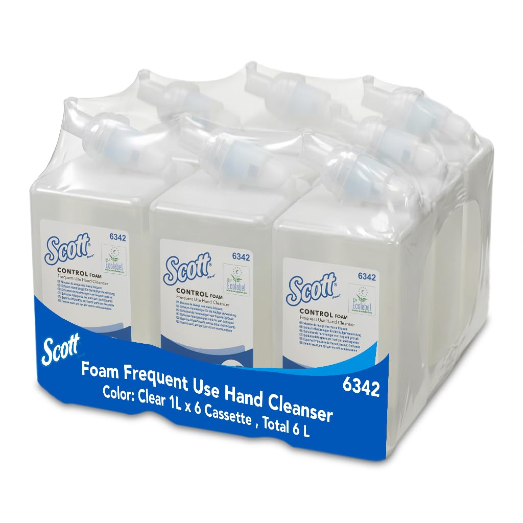 Scott 6342 Control Gel de Manos en Espuma de Uso Frecuente, 6 Estuches X 1 Litro, Transparente
