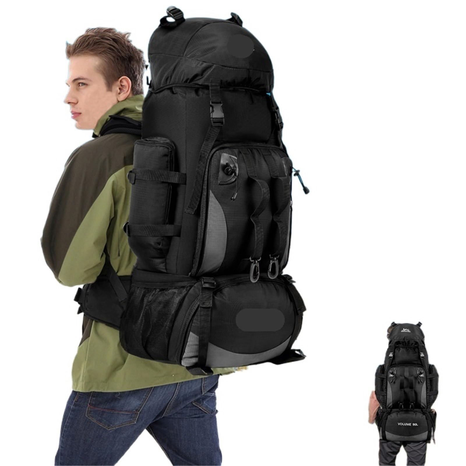 Wanderrucksack 90L Wasserdicht Wandern Camping Rucksack Trekking Tasche Große Kapazität Reise Outdoor Sport Taschen Ausrüstung Männer(Color5)
