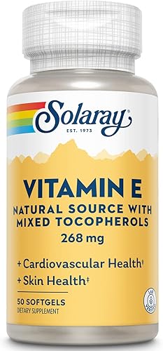 SOLARAY Vitamina E d-alfa tocoferol 268mg (400 UI) | Salud del corazón y la piel, apoyo de la actividad antioxidante (50 CT)