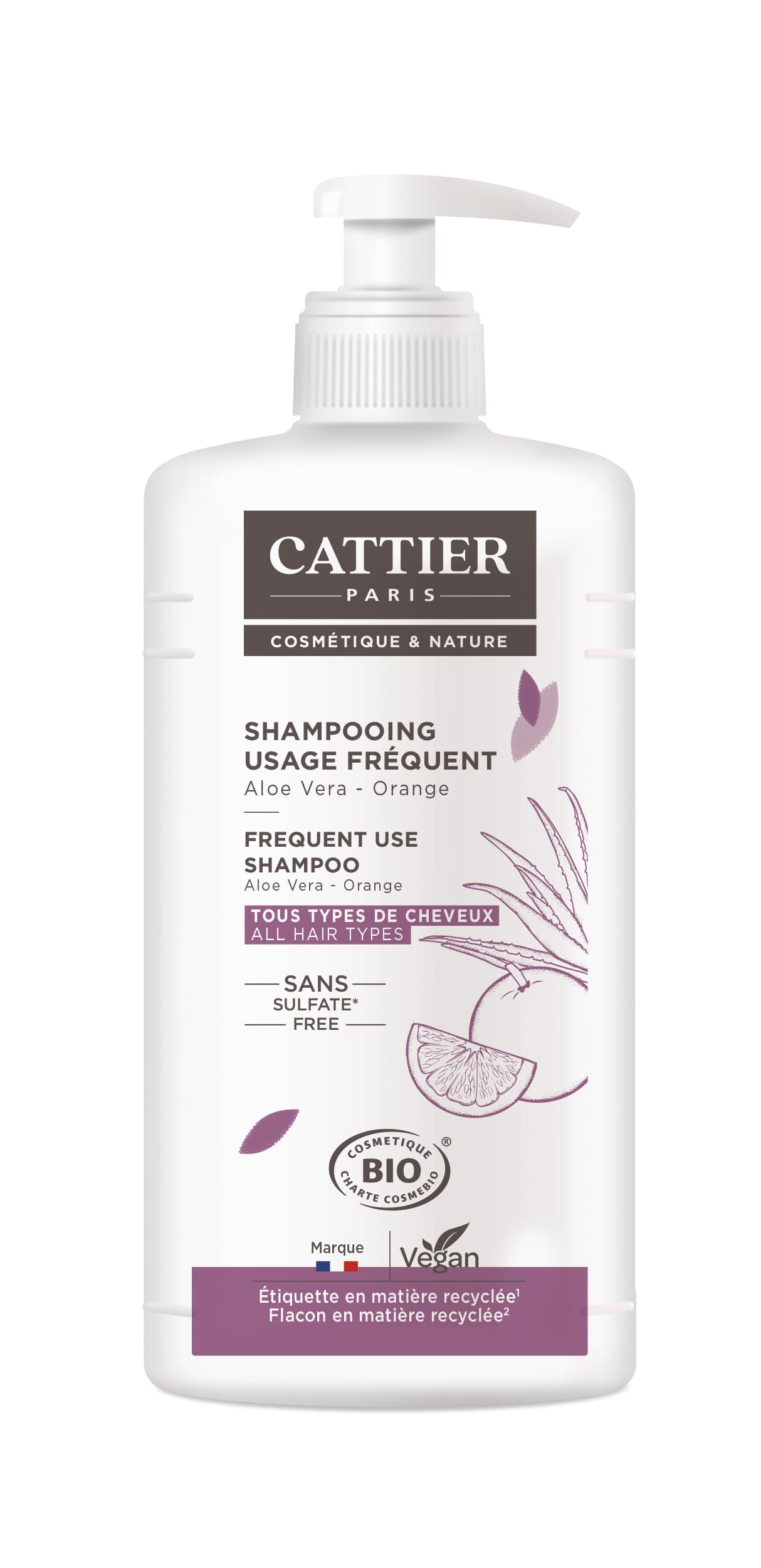 Cattier Shampoo Frequent Use Aloe Vera Orange Organic 500ml
