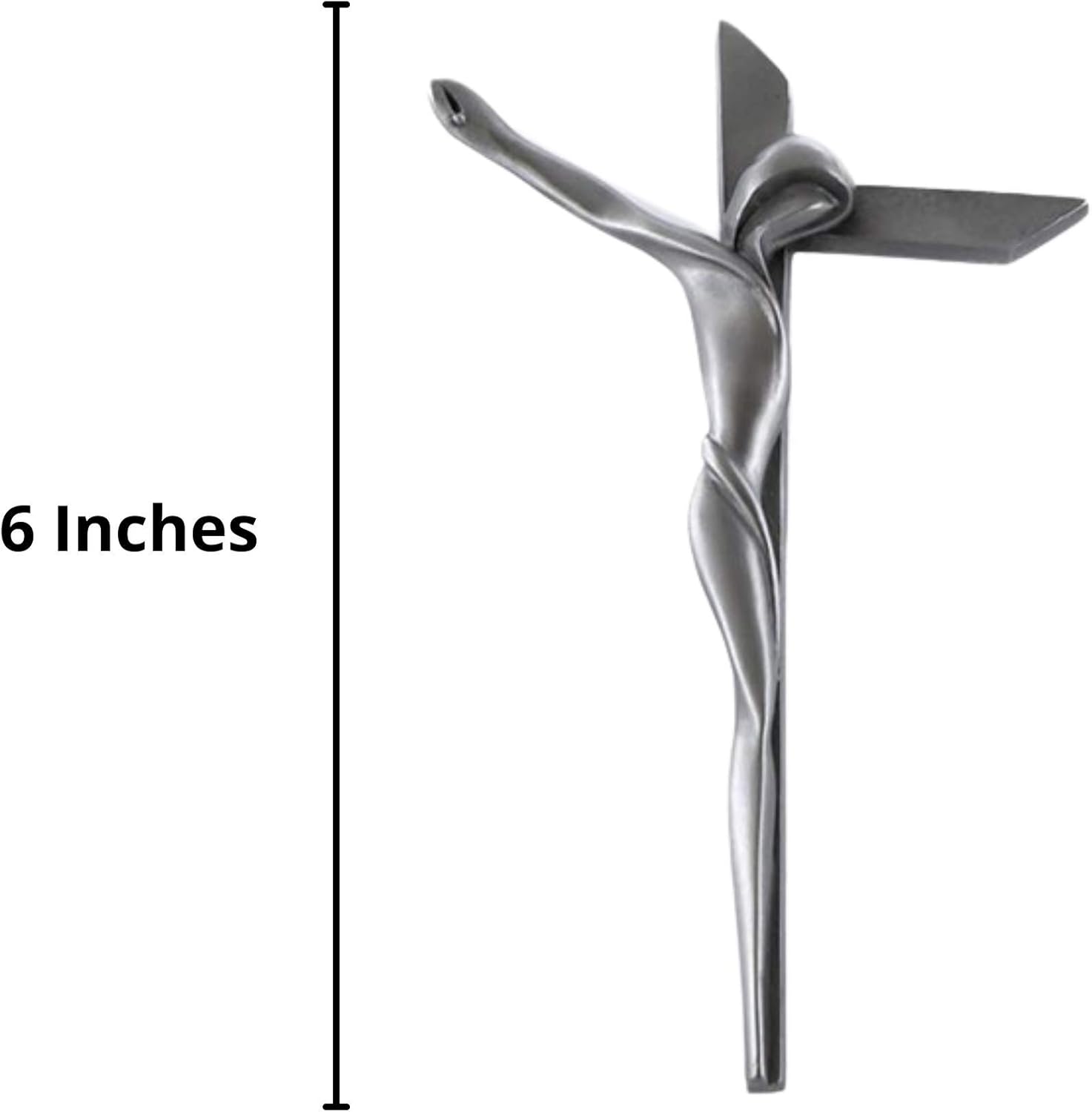 Pewter Good Triumphed Evil Contemporary Serpentine Cross Crucifix, 9 Inch