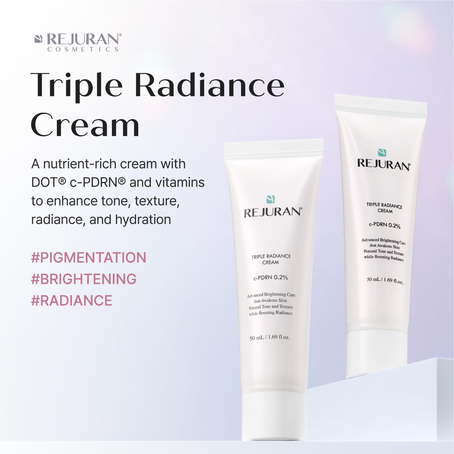 REJURAN Crema Idratante Triple Radiance 50 Ml Dot C Pdrn 0,2% Con Niacinamide E Pantenolo, Idratante, Tono E Consistenza, Per Una Pelle Liscia, 1,7 Fl Oz (Confezione Da 1) Bianco | Con Niacinamide E Pantenolo, Tono E Consistenza, Per Una Pelle Liscia, Con