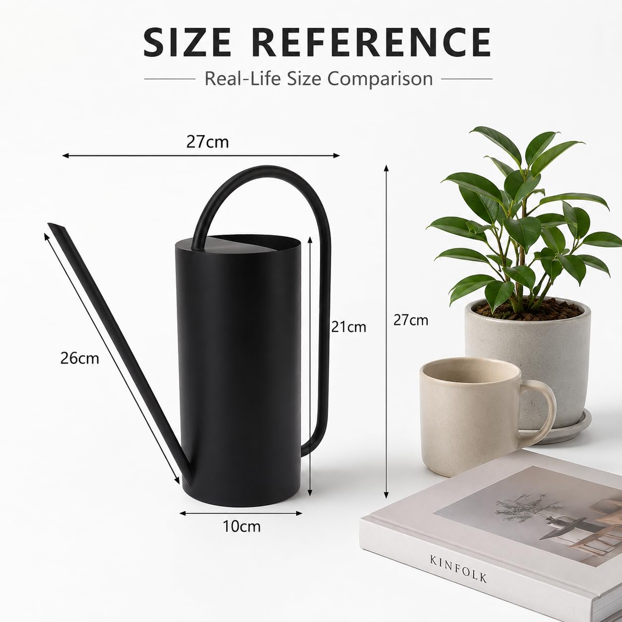 Arrosoir Plante Interieur, 1500 ML Petit Arrosoir en Acier Inoxydable De Jardin avec Un Long Bec Fin pour Plantes D'intérieur et D'extérieur, Noir