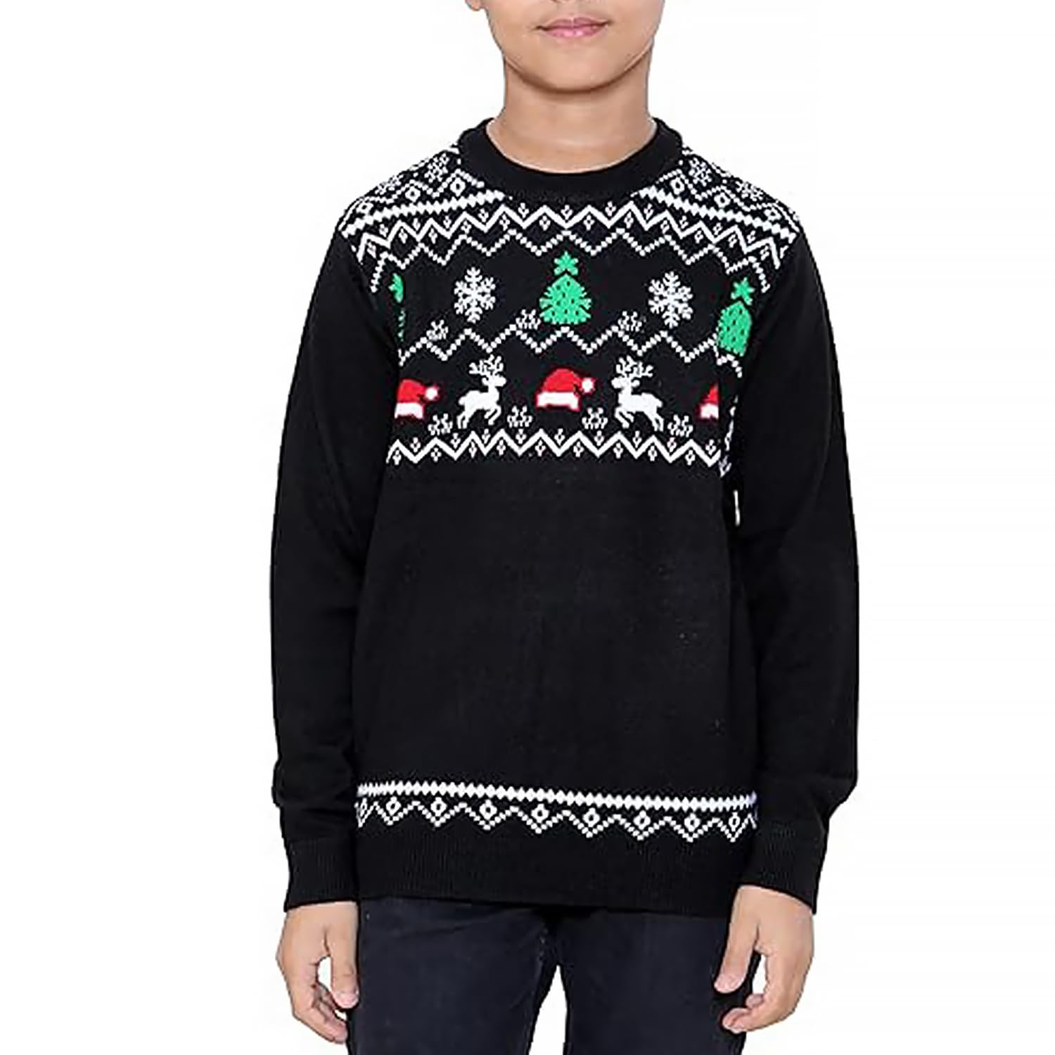 Noroze Boys Tree Hat Black Girls Unisex Children Kids Merry Christmas Dinosaur Tree Hat Reindeer Snowflake Pom Polar Bear Dino Roar Mas Knitted Novelty Ugly Xmas Jumpers Sweater (3-4 Years, )