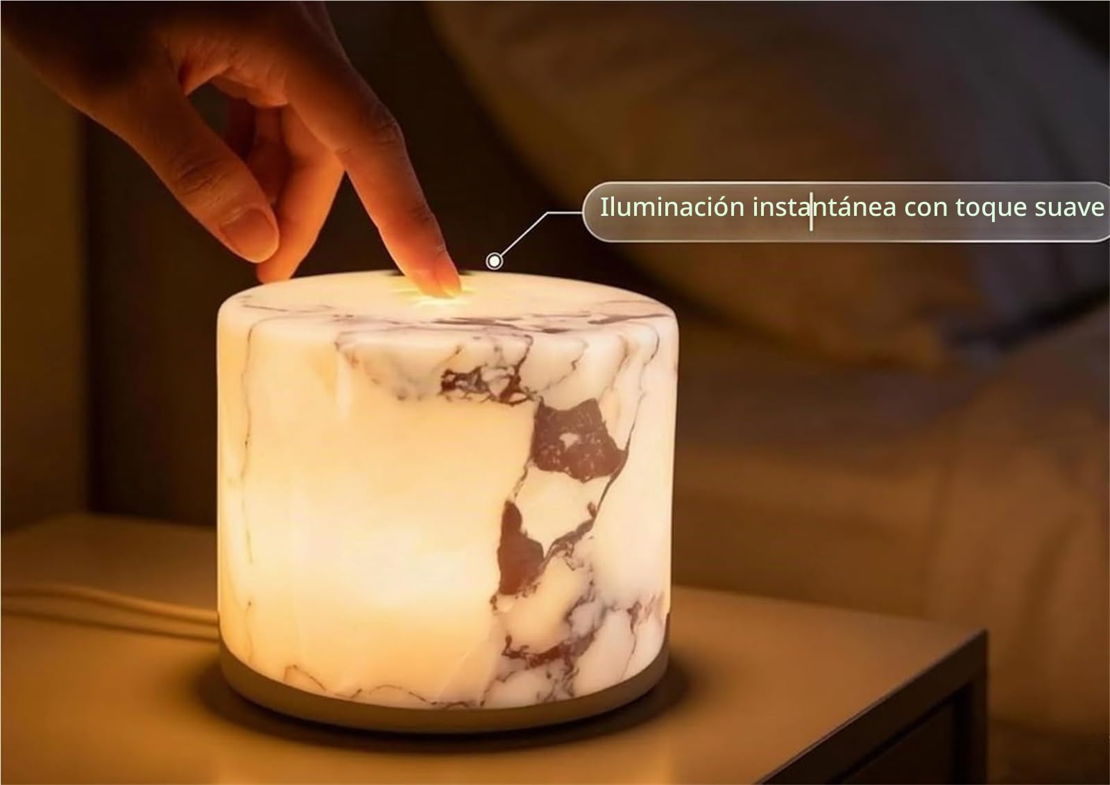 LáMpara TáCtil De MáRmol Lámpara táctil de mármol, lámpara mesita noche recargable, luz nocturna inalámbrica con control(Color 01)