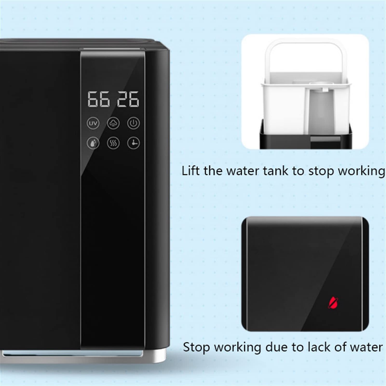 Humidificadores de Aire Humidificadores for la habitación grande del dormitorio, 5L Fresco y cálido Top Top Humidificador de tiempo con 3 velocidades Humidistat, apagado automático, negro Silencioso H