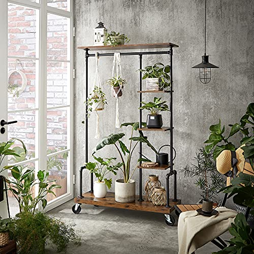 Vasagle Clothes Rack, Clothing Garment Rack On Wheels, Rolling Clothes Organizer With 5-Tier, Industrial Pipe Style, Rustic Brown Uhsr66Bx #TOP7