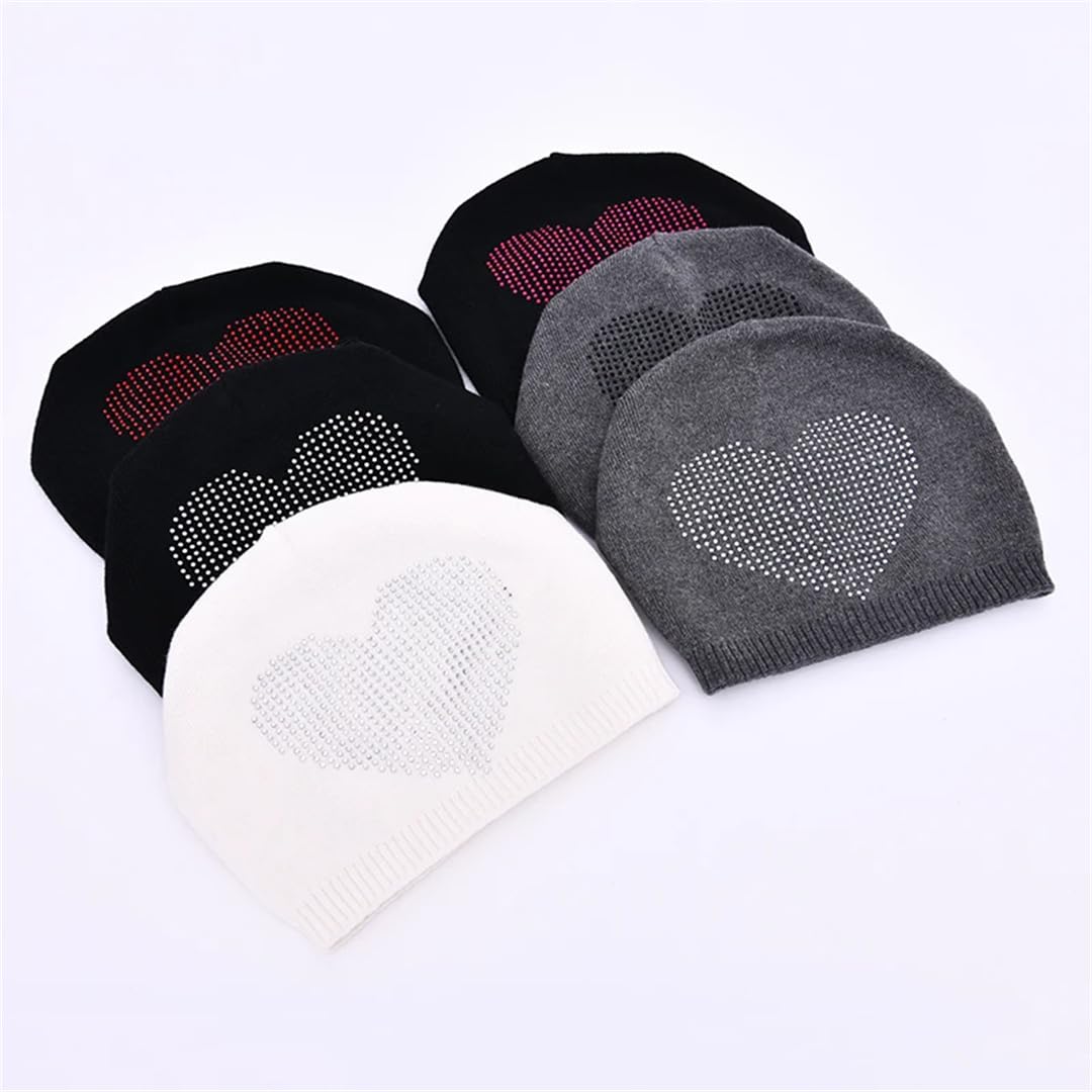 Wvapzxx Gorro De Bola De Piel, Sombreros De Invierno Para Mujer Y Niña, Gorros Tejidos Con Pompón De Piel De Diamantes De Imitación, Gorro De Piel Gruesa