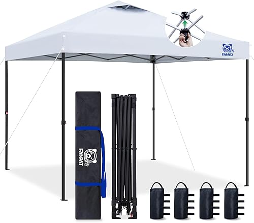 10x10 Pop Up Canopy Tent,300D Silver-Coating Top,1-Person Setup Commercial Heavy Duty Canopy Tent Instant Portable Shelter and Carry Bag, with 8