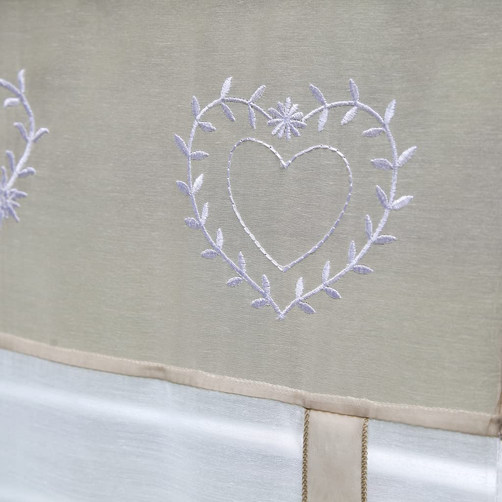 Smithoom 1 Panel Roman Curtain Liftable Tie Up Transparent Roman Blind with Solid Stripes Soft Voile Balloon Shades Valances for Living Room Cafe Kitchen Balcony Bathroom, 17.7x35.4in, Khaki