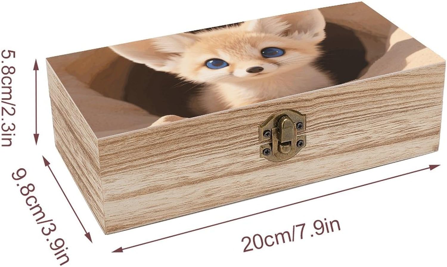 Fennec Fox Cub in Den Wooden Gift Boxes Memory Box for Keepsakes image 2
