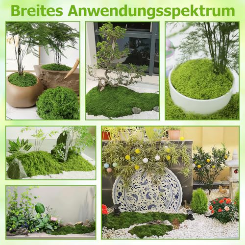 Kisizity 400g Kunstmoos Zum Dekorieren, Kunstmoos Zum Basteln Hellgrün/Dunkelgrün, Fake Moos Fake Dekomoos Geeignet für Hochzeit, Wand, Festtagsdekorationen, Aquarium
