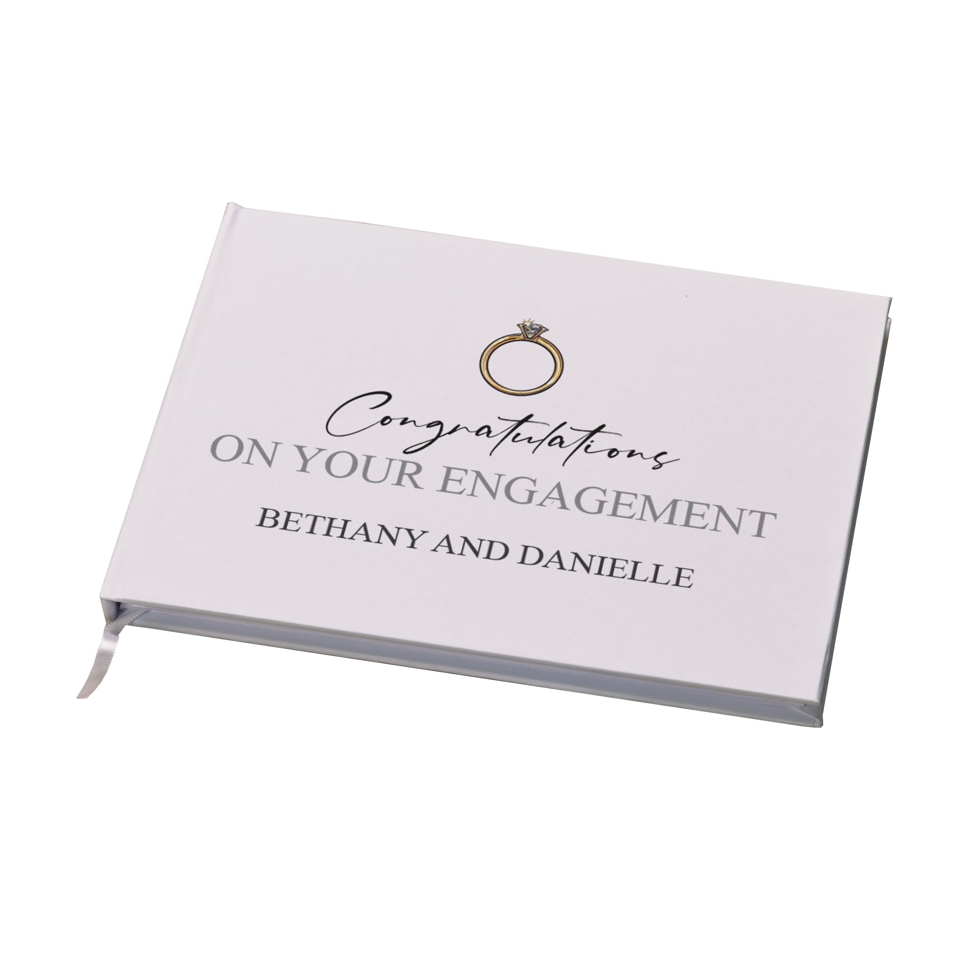 Personalised Congratulations on your Engagement Guest Book White