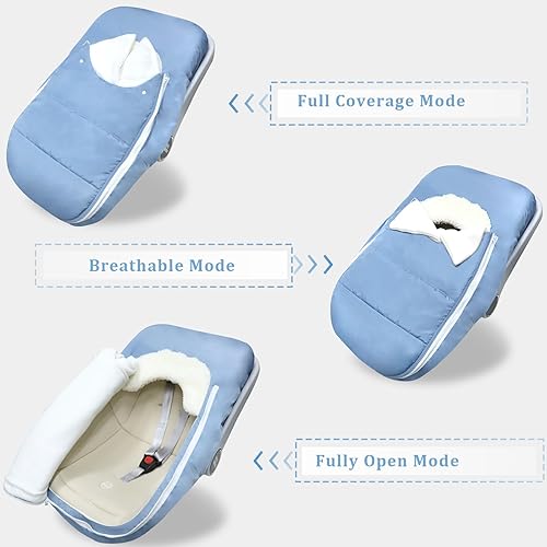 Miniatura 4 de Funda de asiento de automóvil para bebé, invierno, impermeable, para recién nacida, resistente al viento, funda de asiento de automóvil para bebé,