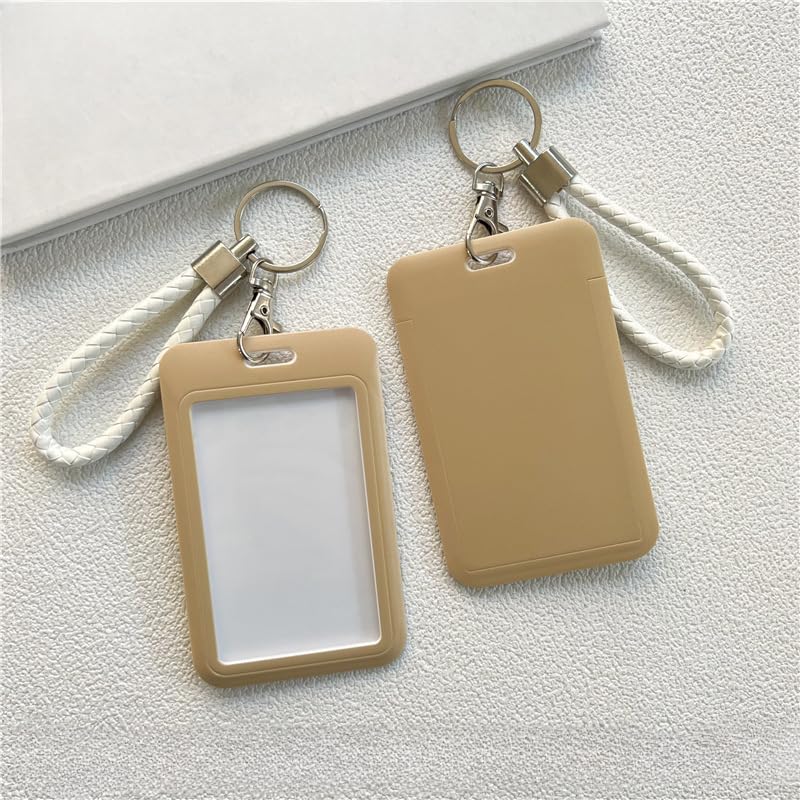 1PC Bus ID Card Protective Cover with Keychain Employee Card Anti-lost Case Hanging Rope Keyring