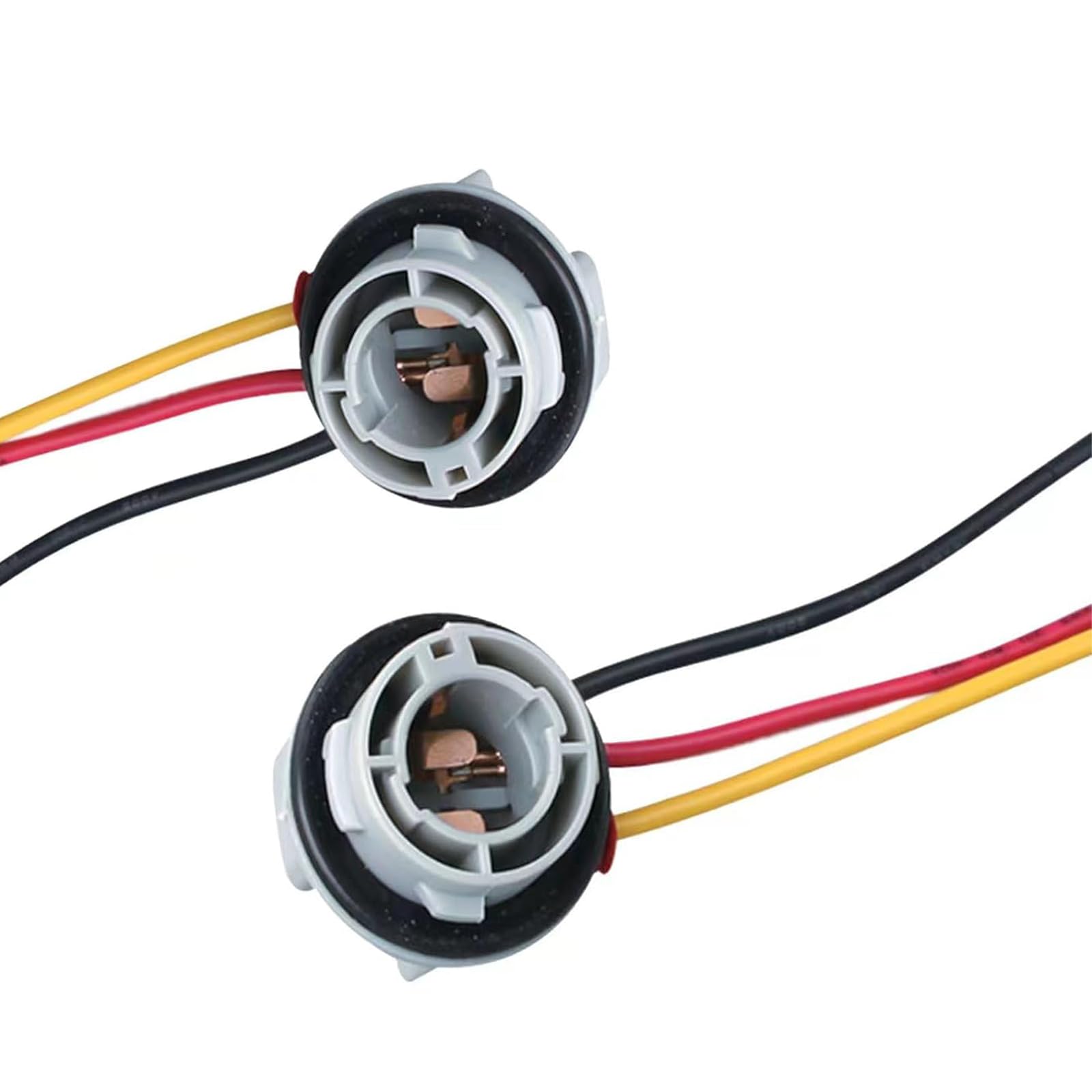 DACIRTY 2 PCS 1157 LED Bulb Socket, 180 Degree Brake Lights Pigtail Harness Connector, Waterproof and Heat-Resistant Plug-and-Play Light Bulb Holder Modification Accessories, for Most Cars (Gray)