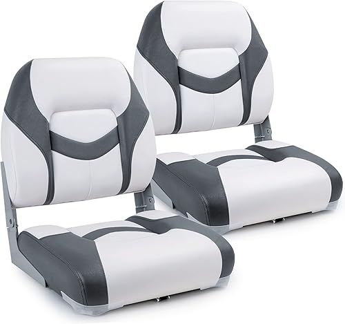 Miniatura 7 de Asiento de barco plegable con respaldo bajo marino, tornillos de acero inoxidable incluidos