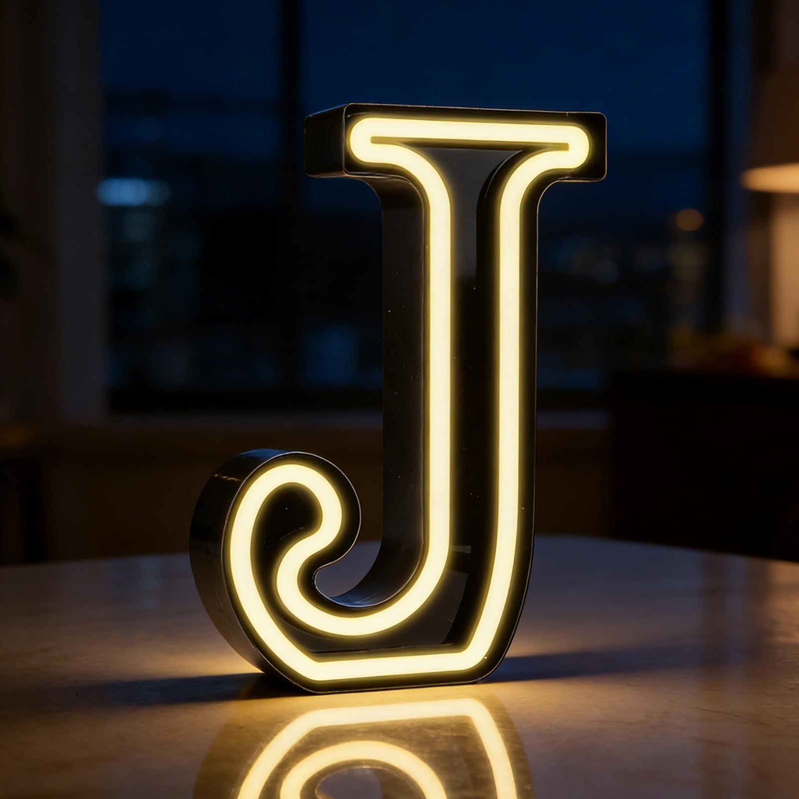 LED Letter Lights, Light Up Letters J, Alphabet Sign Gifts for Girls Women Party Birthday Decorations Valentine Wall Table Decor Battery Operated (J)