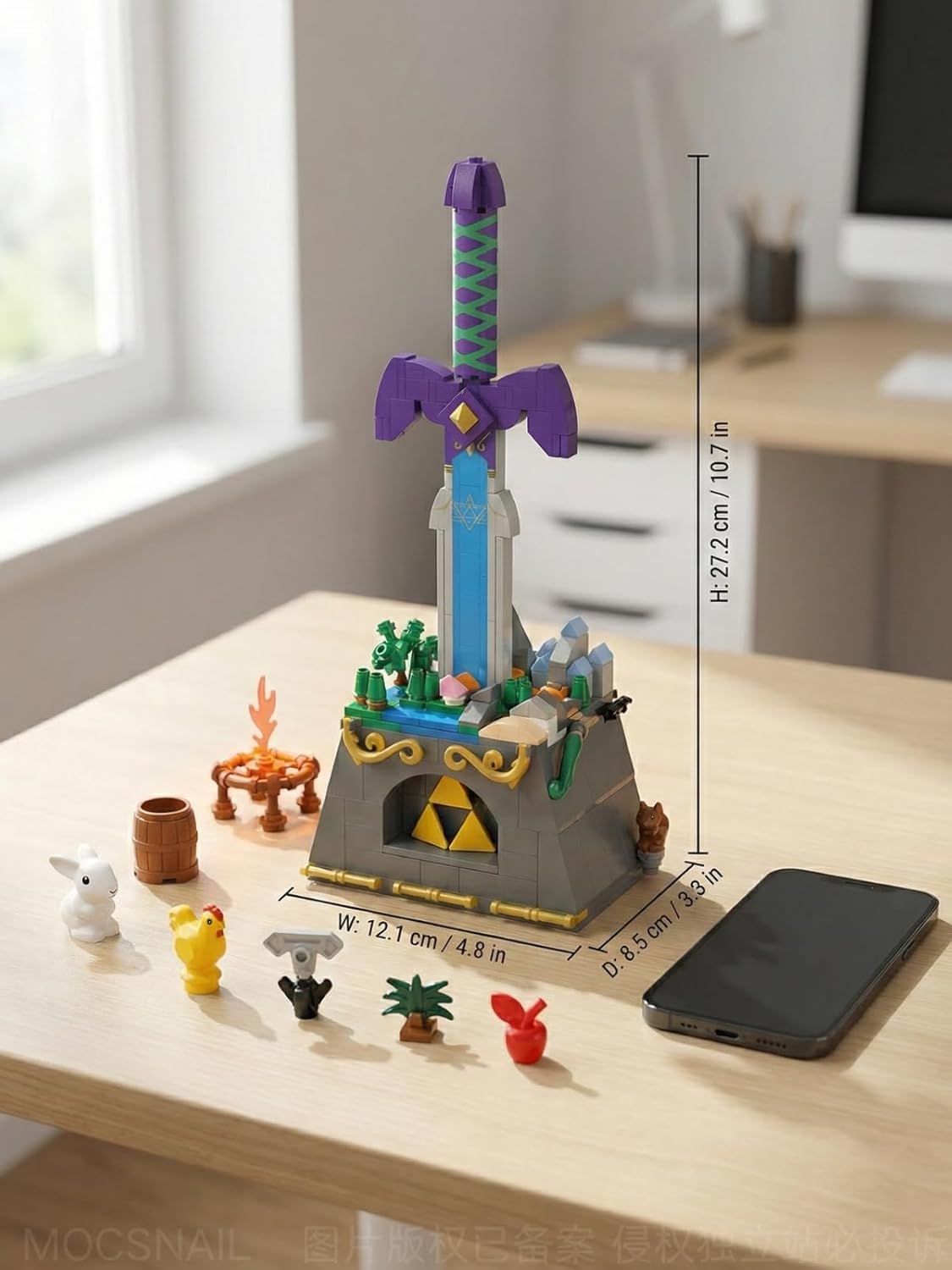 Sword Building Set Brick Sword with Stone Pedestal, Fantasy Weapon Model Kit for Adults, Display Collectible Decor Compatible with the Master-Sword & Major Brick Brands