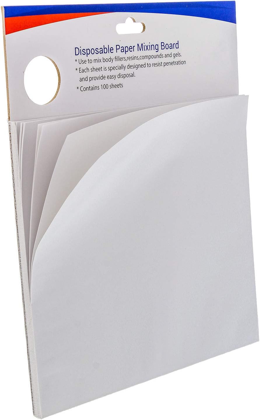 Custom Shop 100-Sheet Multi-Layered Disposable Mixing Boards for Body Filler - Automotive Clean Mixing Pads, Resin-Resistant