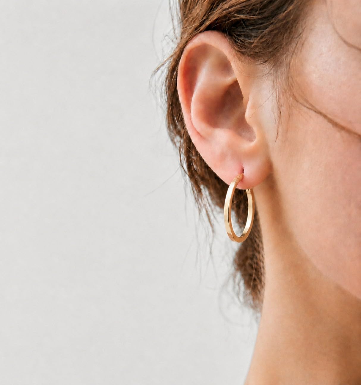 Orecchini a cerchio da donna, in oro 14 carati, leggeri, classici, quadrati, 20 mm/30 mm/40 mm, ipoallergenici, per tutti i giorni