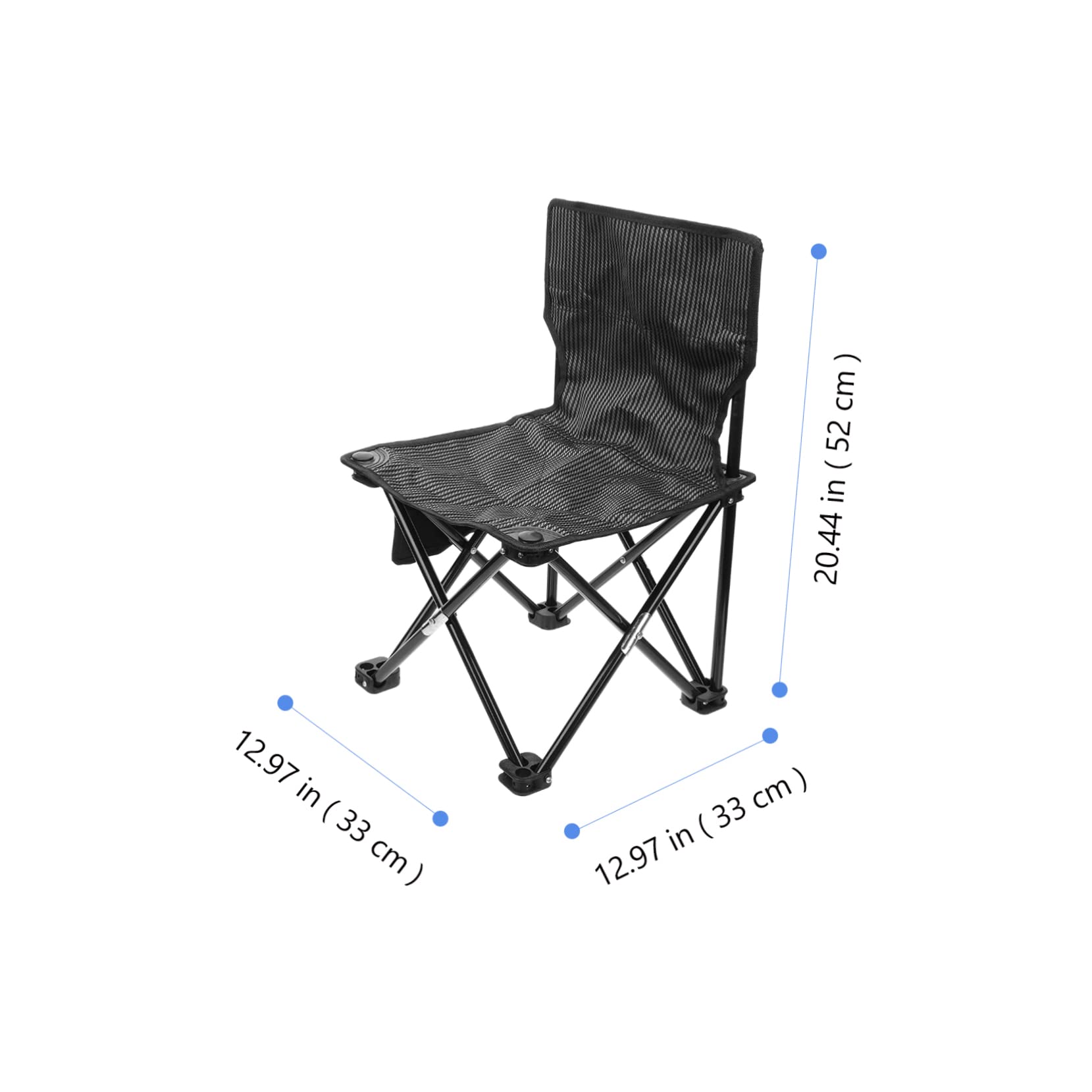 SUPVOX Sedia Pieghevole Portatile da Campeggio Nero, Stile Leggero | Oxford Cloth e Tubo in Acciaio, con Borsa per Trasporto, Attività All'aperto, Angoli Arrotondati