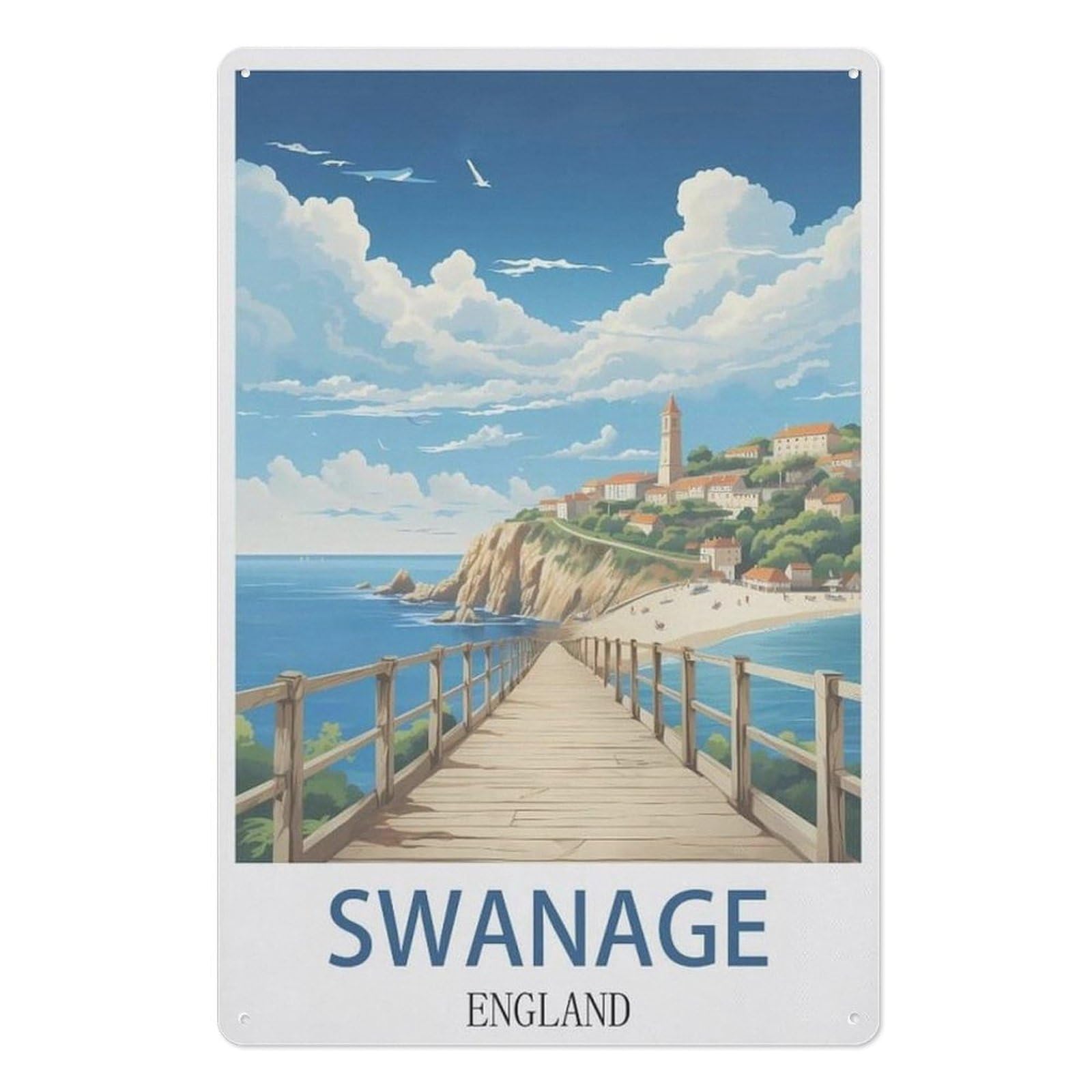 Swanage England，Bath Room Decor, Nursery Decor, Home Decor, Bathroom Wall Art Tin plaque(20x30cm）8x12 inch-Z62
