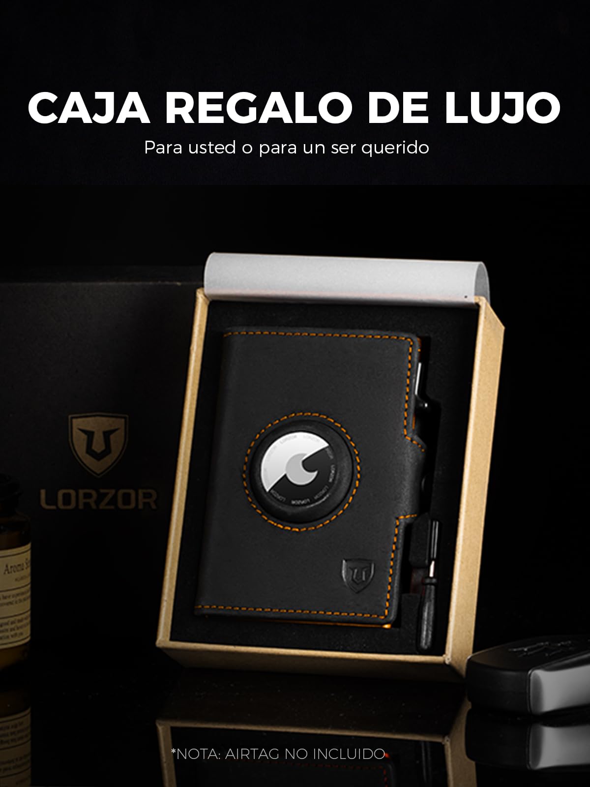 LORZOR Cartera Airtag Hombre, Cartera Hombre Pequeñas con Monedero, Billeteras con Bloqueo RFID, Tarjeter Piel Pop-up, 10 Tarjetas