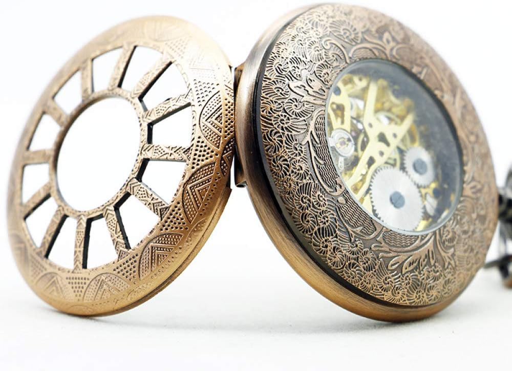OIFMKC Pocket Watch Luxury Retro Hollowed Wheel Mechanical Pocket Watch with Chain Men's Pocket Watch