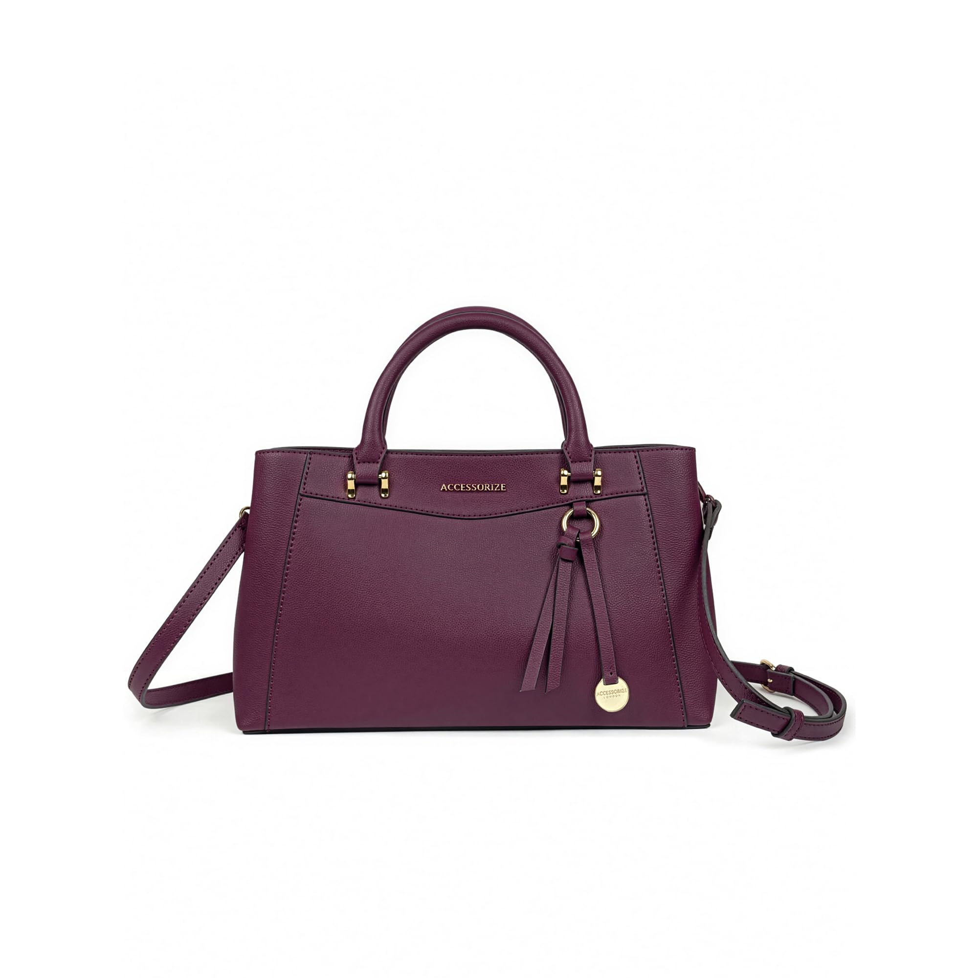 accessorize London Women's Tribeca Satchel Bag | Structured Handbag for Women | Faux Leather Tote Bag | Top Handle & Crossbody Bag | Stylish Work Office Purse-picture-46