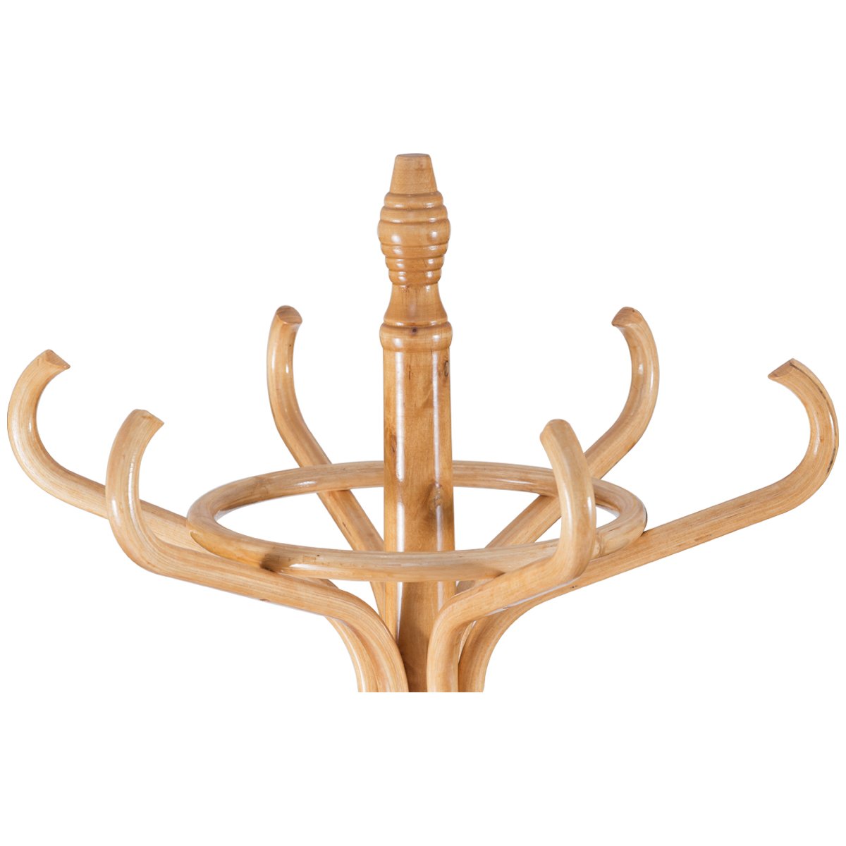 RELAX4LIFE Appendiabiti da Terra con Portaombrelli, Legno Massello, Attaccapanni Alto 184 cm, con 8 Ganci e Piedini, Stand Appendiabiti per Ingresso, Corridoio, Entrata