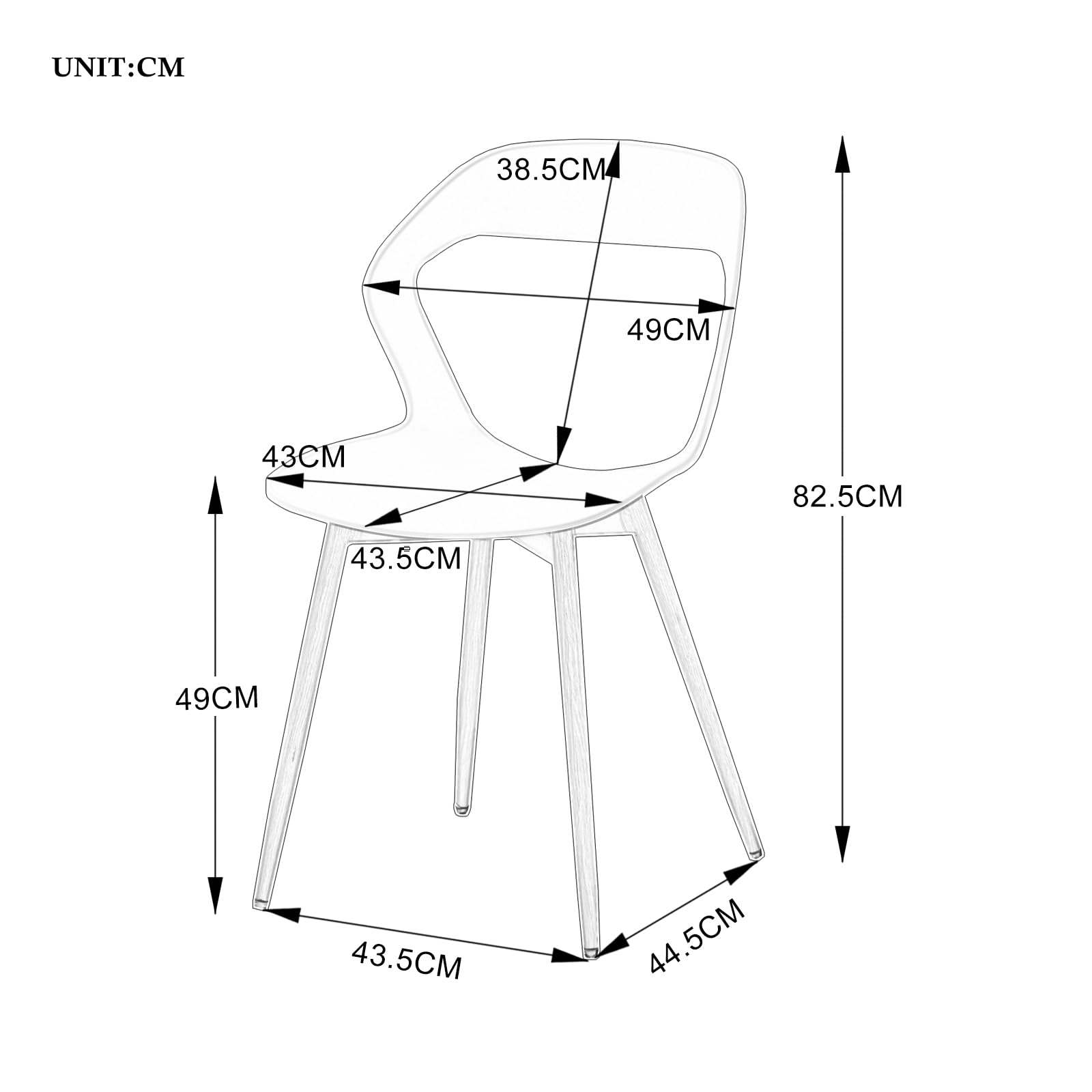 Juego de 6 sillas de jardín de plástico, sillas de terraza, asiento de plástico/patas de hierro metálico, adecuadas para jardín/invernadero/terraza/balcón (negro, 6)