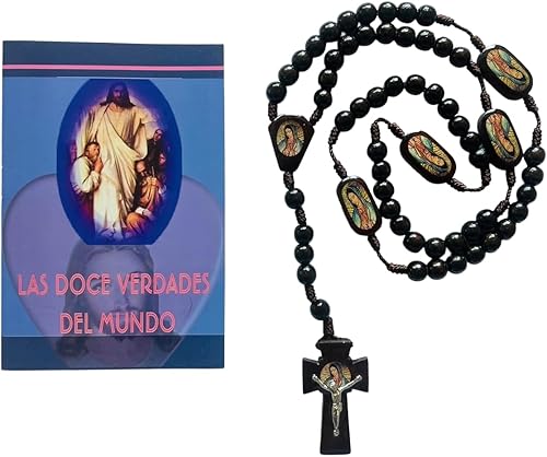 Libro para Rezo Libro para Rezo "Las Doce Verdades Del Mundo" y Rosario de Madera con la Imagen de Virgen de Guadalupe