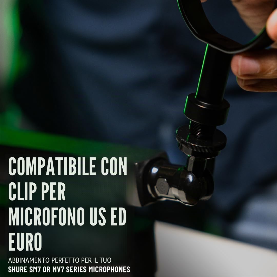 Shure by Gator SH-BROADCAST2 - Supporto per microfono da scrivania, completamente regolabile per podcast, streaming e home office