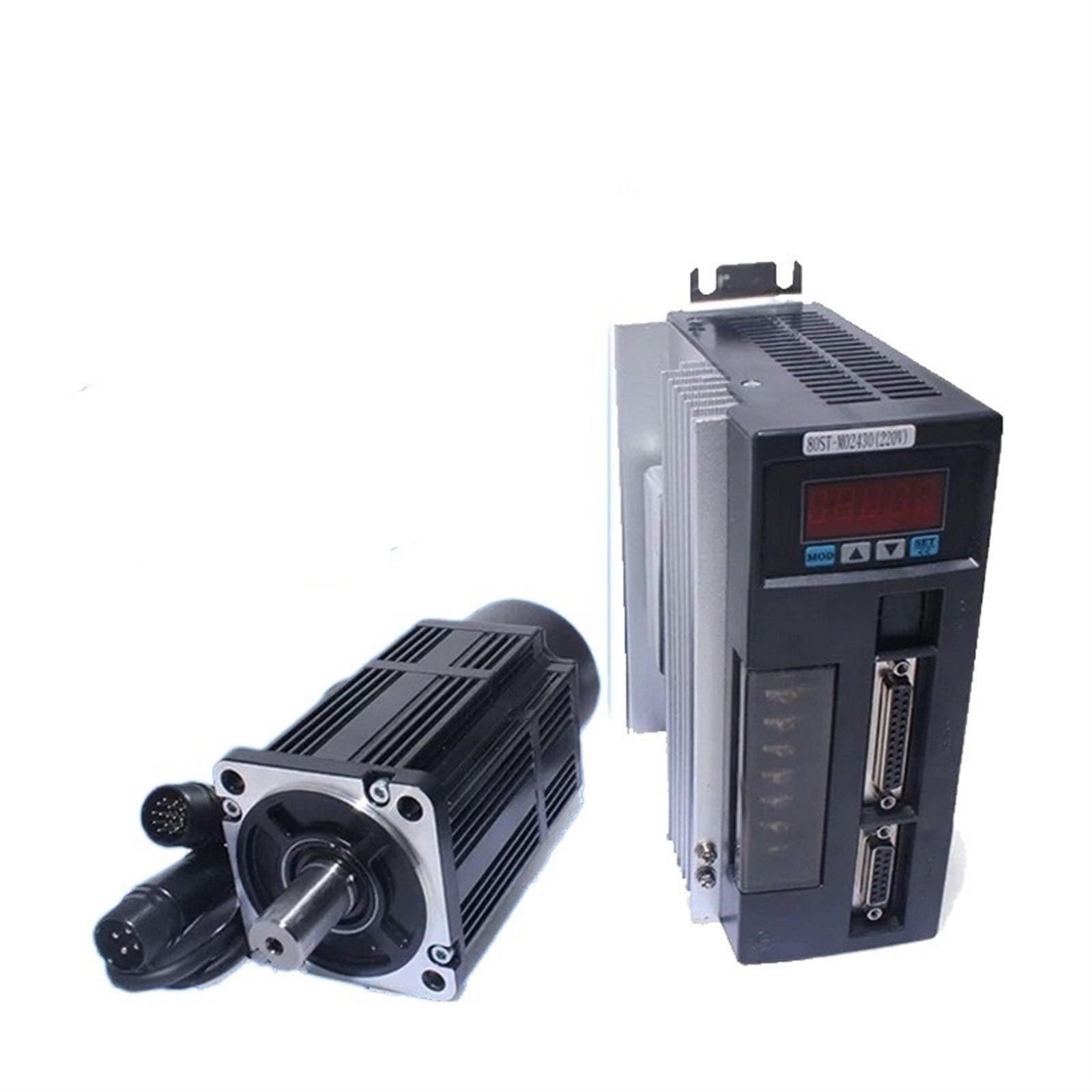 GTPBAO servo CNC Servomoteur 0,75 KW 80ST-M02430 avec Ensemble d'entraînement 15A, 2,39 n, 750 W, 3000 TR/Min, 220 V, monophasé, AC, câble de 3 mètres Contrôleur Industriel