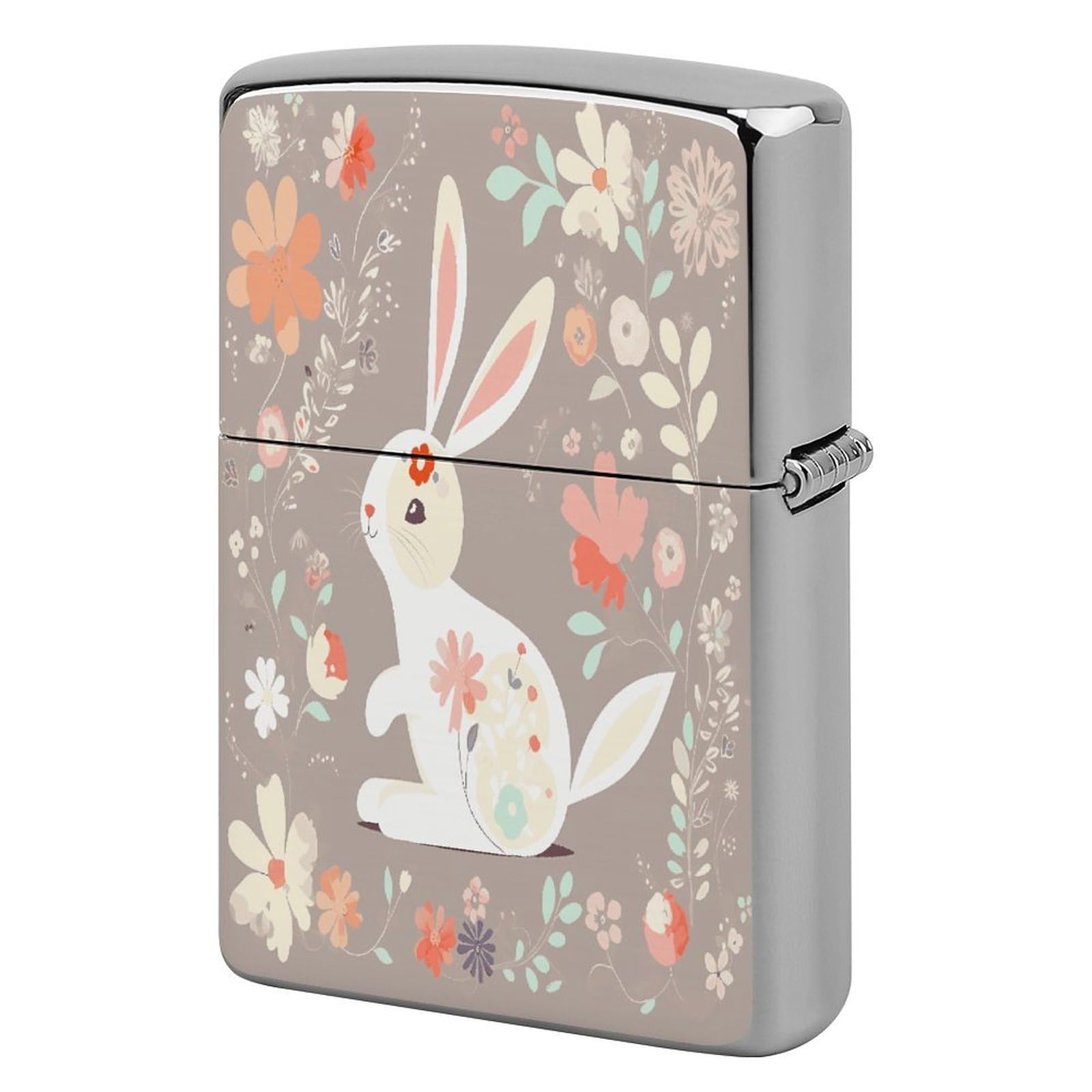 Fodpand Style Easter Bunny Floral Metal Lighter Case Cover Lighter Sleeve