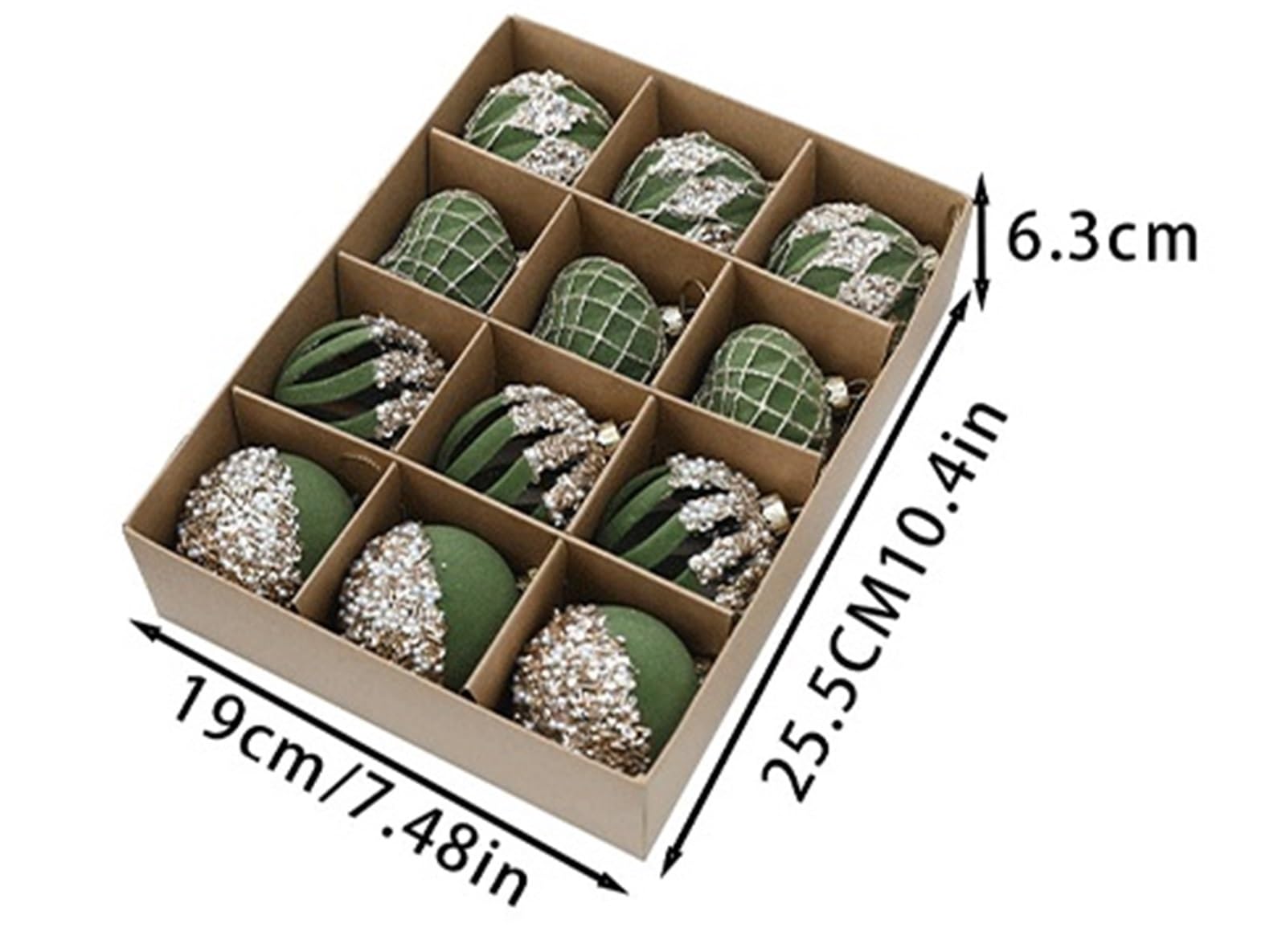 Baumschmuck Weihnachtsbaumschmuck Samtkugeln 12 Stück Kunststoff Bruchsicher for Aufhängen Weihnachtskugeln(Brown)