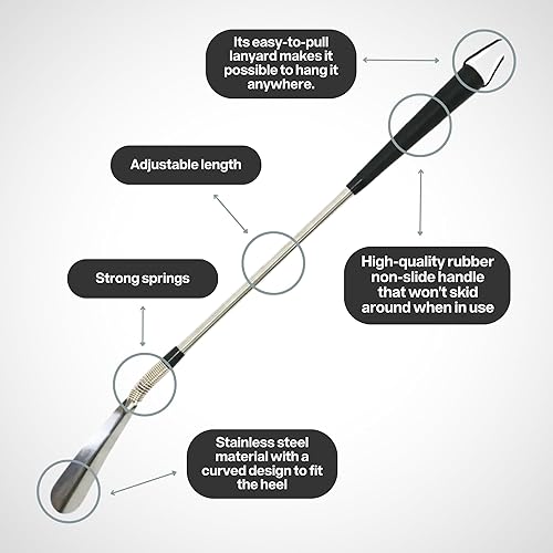 Miniatura 4 de Shagu, cuerno de zapato largo, herramienta de agarre de agarre, dispositivo de ayuda de calcetines y paquete de ayuda para tiradores de calcetines.