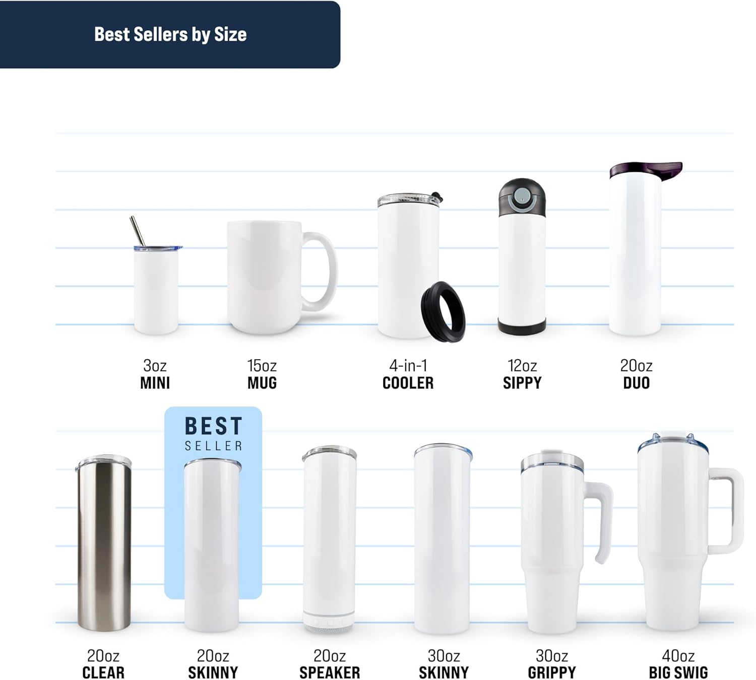 Hogg 20 oz Sublimation Tumblers (24 Units), Sublimation Blanks, Bulk Tumblers with Lids and Straws, 20oz Skinny, Blank Cups