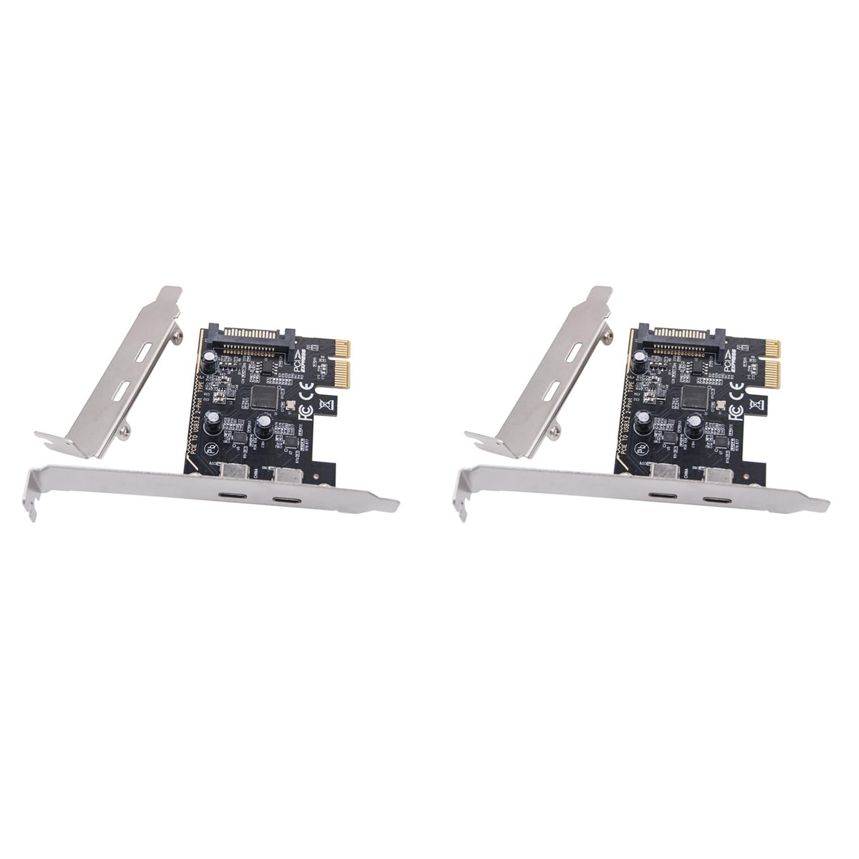 Carte d'extension PCIE vers double type C ASM1042 PCI-E X1 pour PC bureau en lot de 2