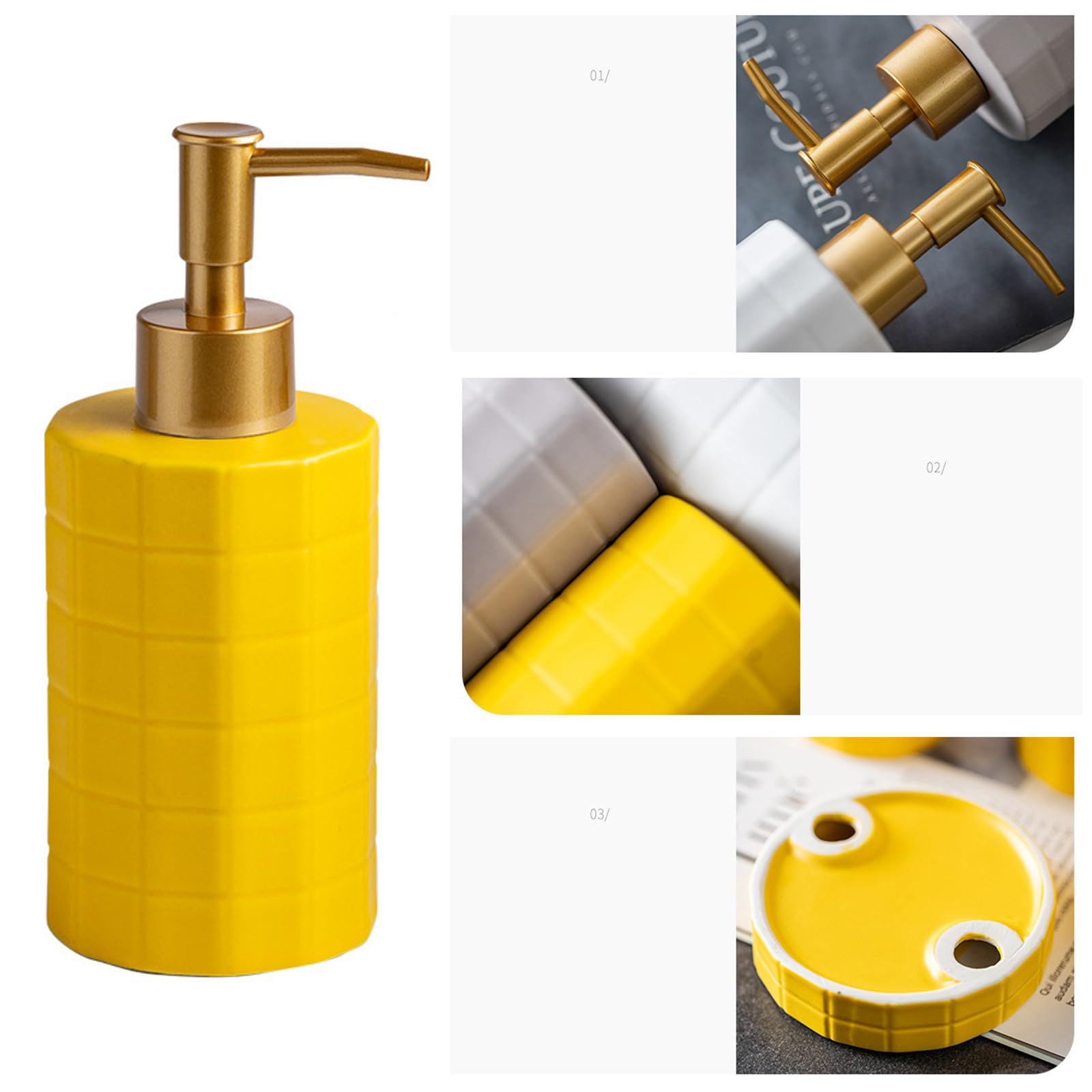 Set da bagno in ceramica di alta qualità con base antiscivolo dispenser di sapone e bicchiere per spazzolino da denti, set da bagno in ceramica per bagno
