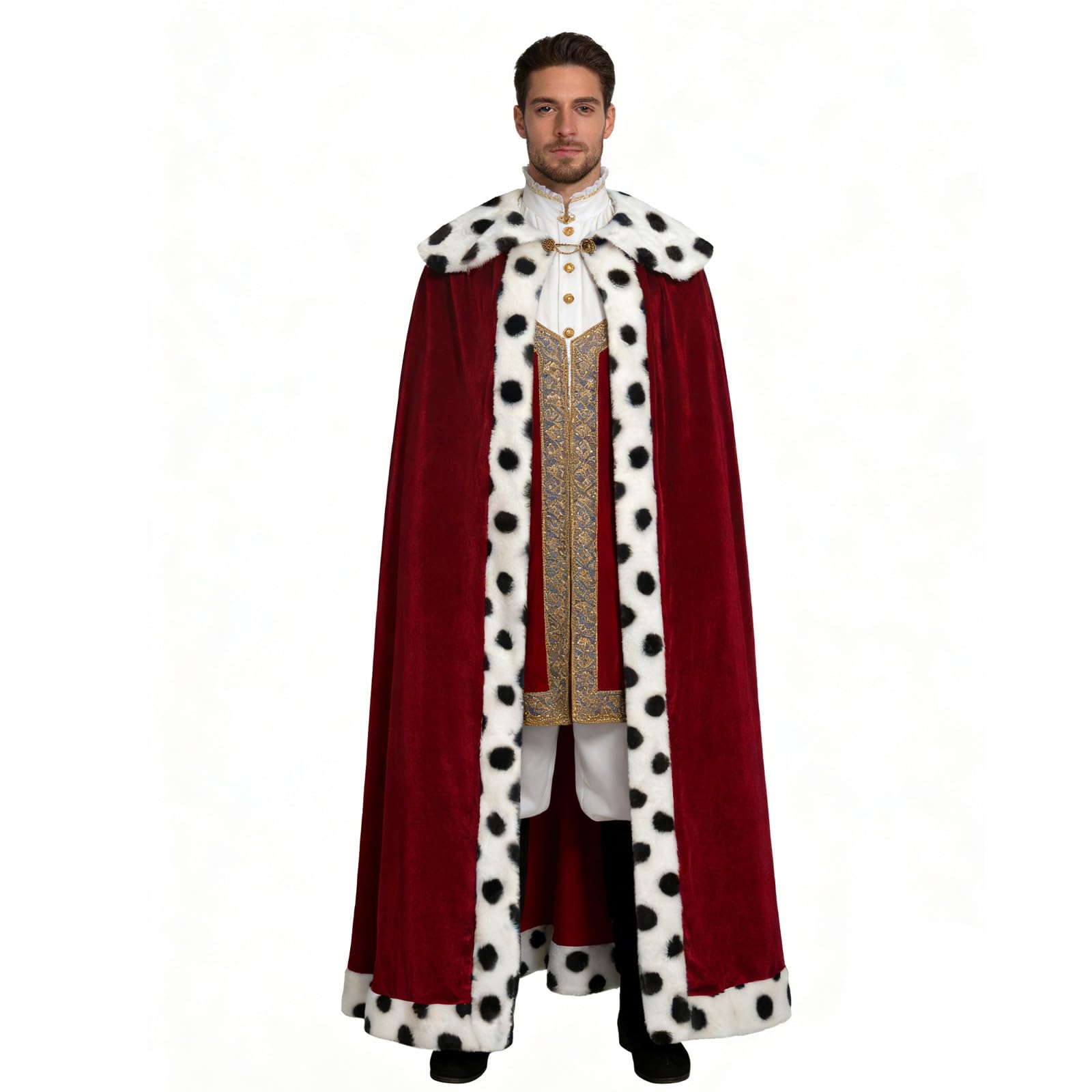 Giftdigger King Costume for Men Adult King Cape Queen Costume Women Red Queen Cape Royal Capes Kings Robe for Men Burgundy/59in