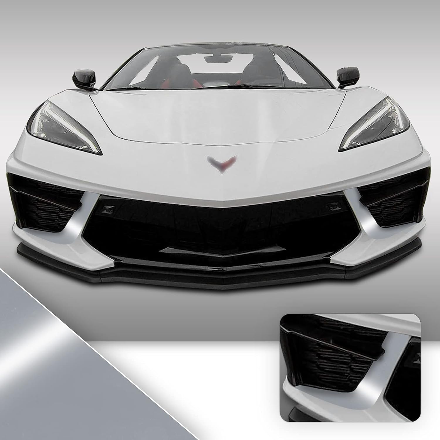 Front Bumper Air Intake Graphic Overlay Pre Cut Vinyl Decal Compatible with Chevrolet Corvette C8 2020 2021 - Gloss Red