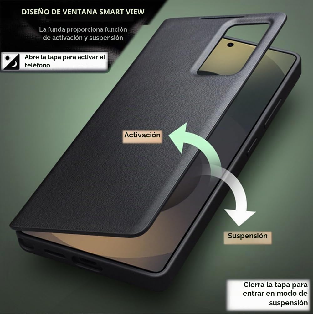Funda de Cuero Inteligente de Alta Gama para Samsung Galaxy S25 Ultra. Voltear/Suspender/Responde la Llamada de Forma/Carcasa de Telefono Samsung S 25 Ultra