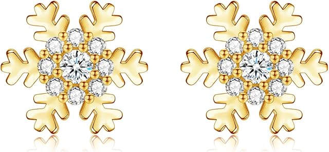 wynn's Silver Christmas Jewellery Set for Women, 925 Sterling Silver Snowflake Stud Earrings & Snowflake Necklace, Silver Snowflake Jewellery Set, Gift for Christmas for Mother Wife Girls