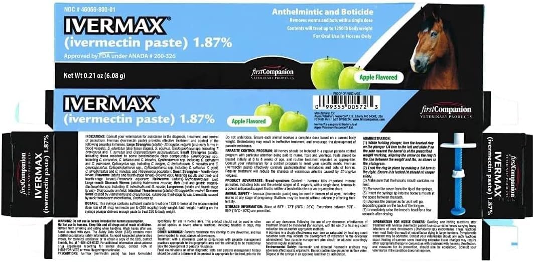 Ivermax (Ivermectin) Equine Paste 6.08 Gram 1 Pack, Blue