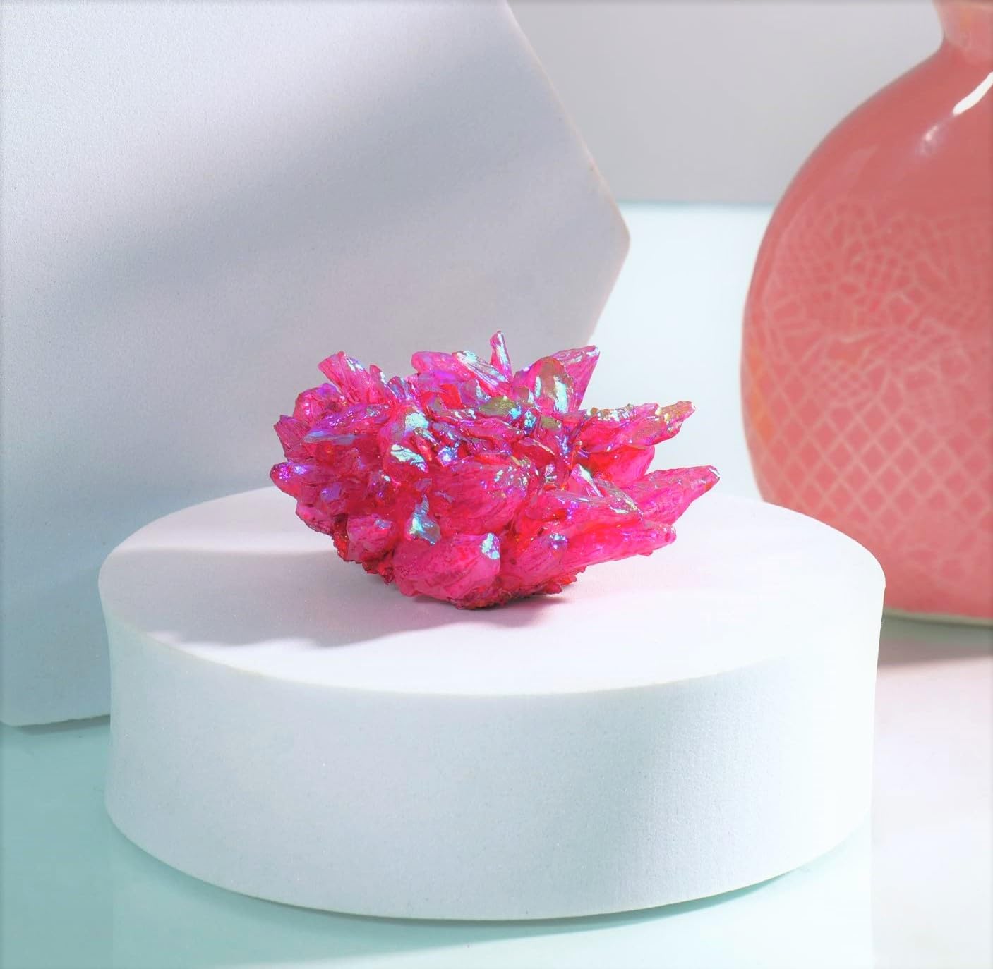 YATSKIA Racimo de cristal recubierto de titanio rosa, racimo grande de ...